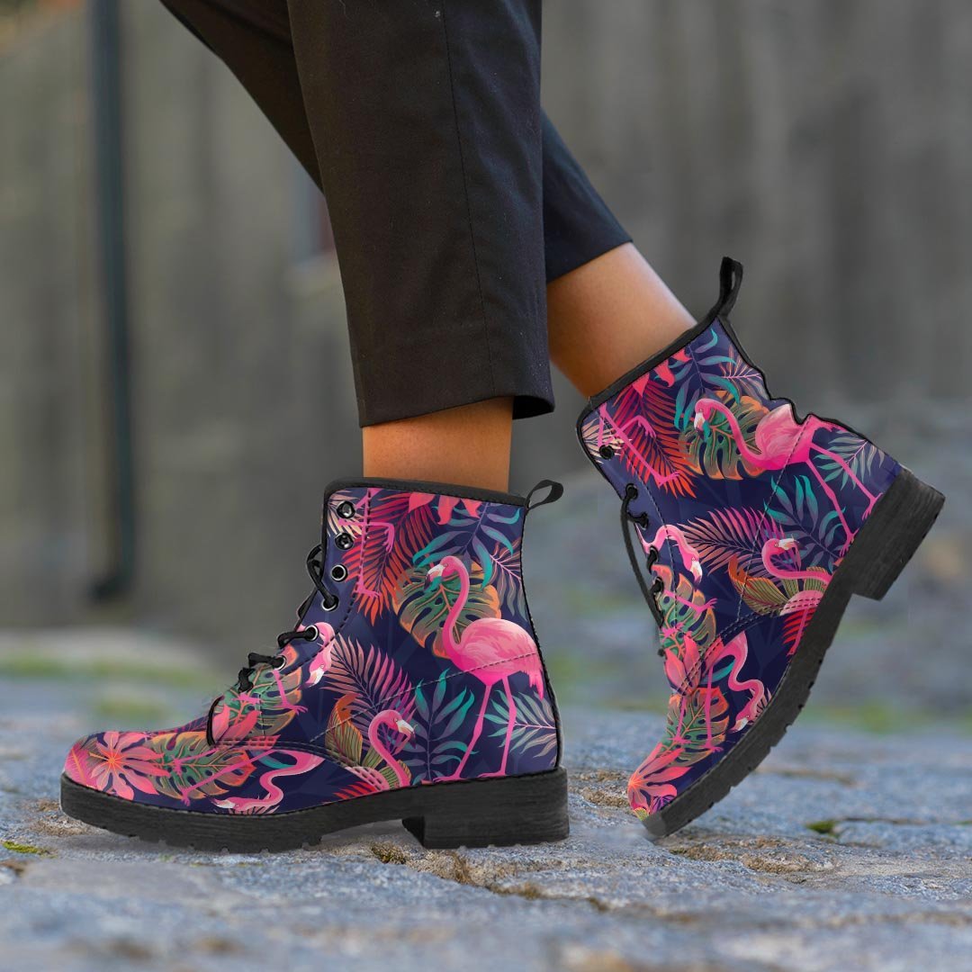 Tropical Flamingo Hawaiian Print Men's Boots-grizzshop