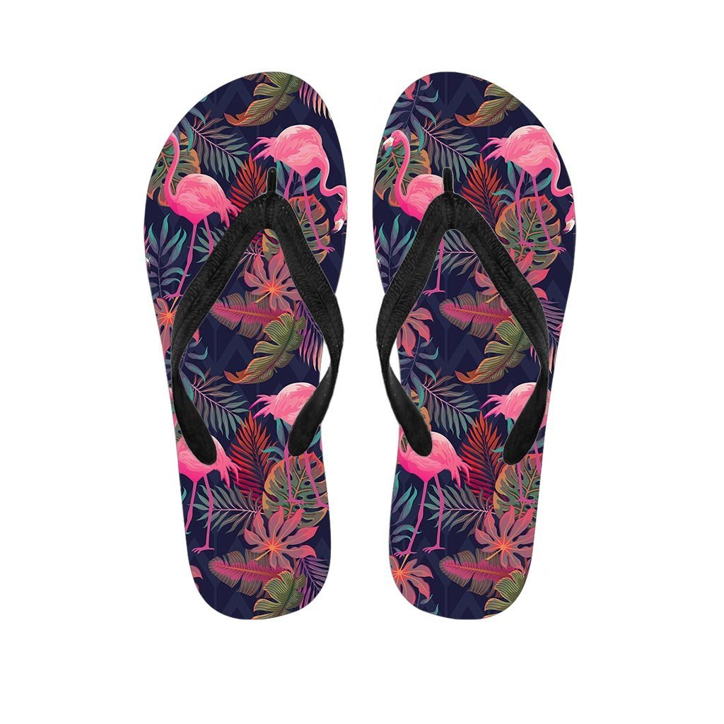 Tropical Flamingo Hawaiian Print Men's Flip Flops-grizzshop