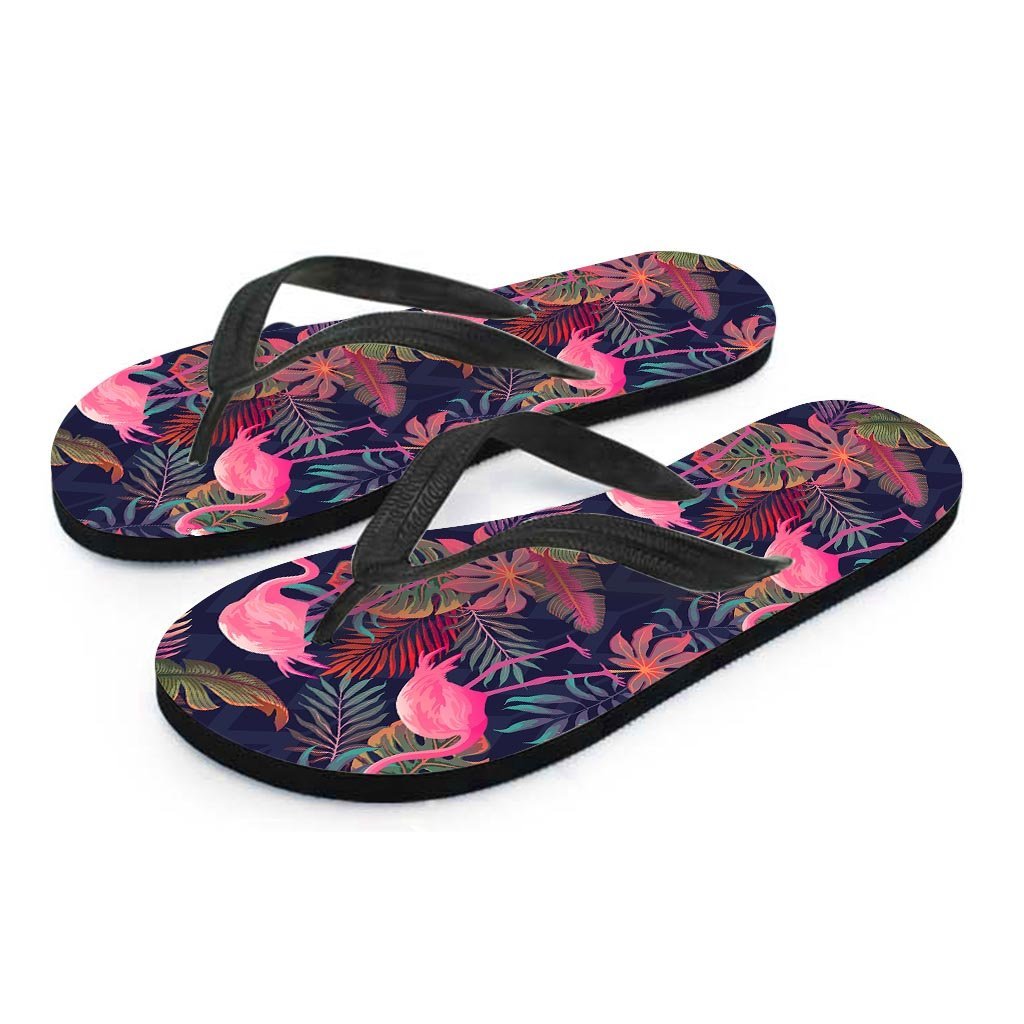 Tropical Flamingo Hawaiian Print Men's Flip Flops-grizzshop