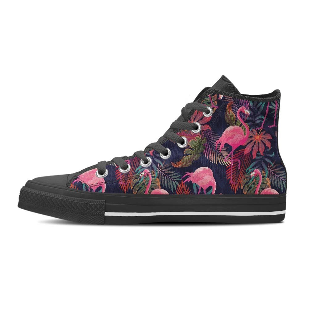 Tropical Flamingo Hawaiian Print Men's High Top Shoes-grizzshop