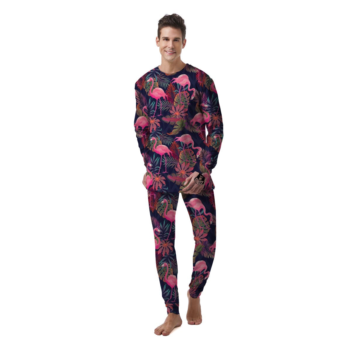 Tropical Flamingo Hawaiian Print Men's Pajamas-grizzshop