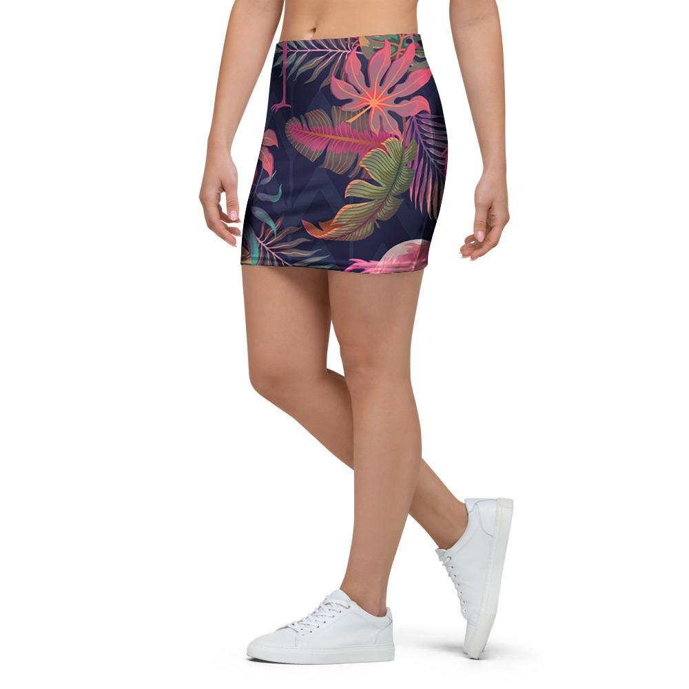 Tropical Flamingo Hawaiian Print Mini Skirt-grizzshop