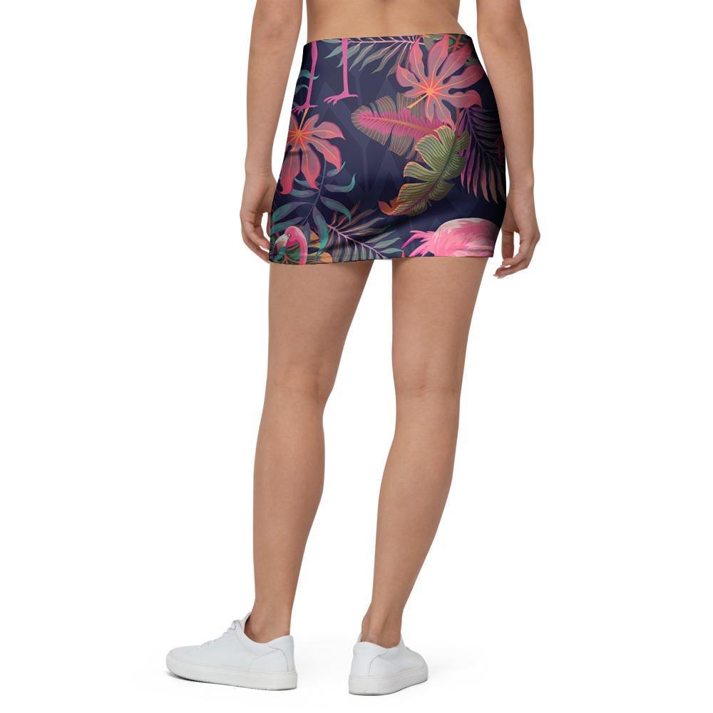 Tropical Flamingo Hawaiian Print Mini Skirt-grizzshop