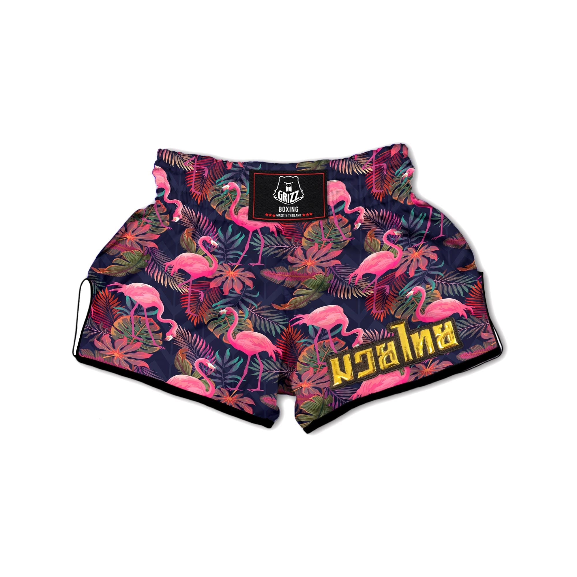 Tropical Flamingo Hawaiian Print Muay Thai Boxing Shorts-grizzshop