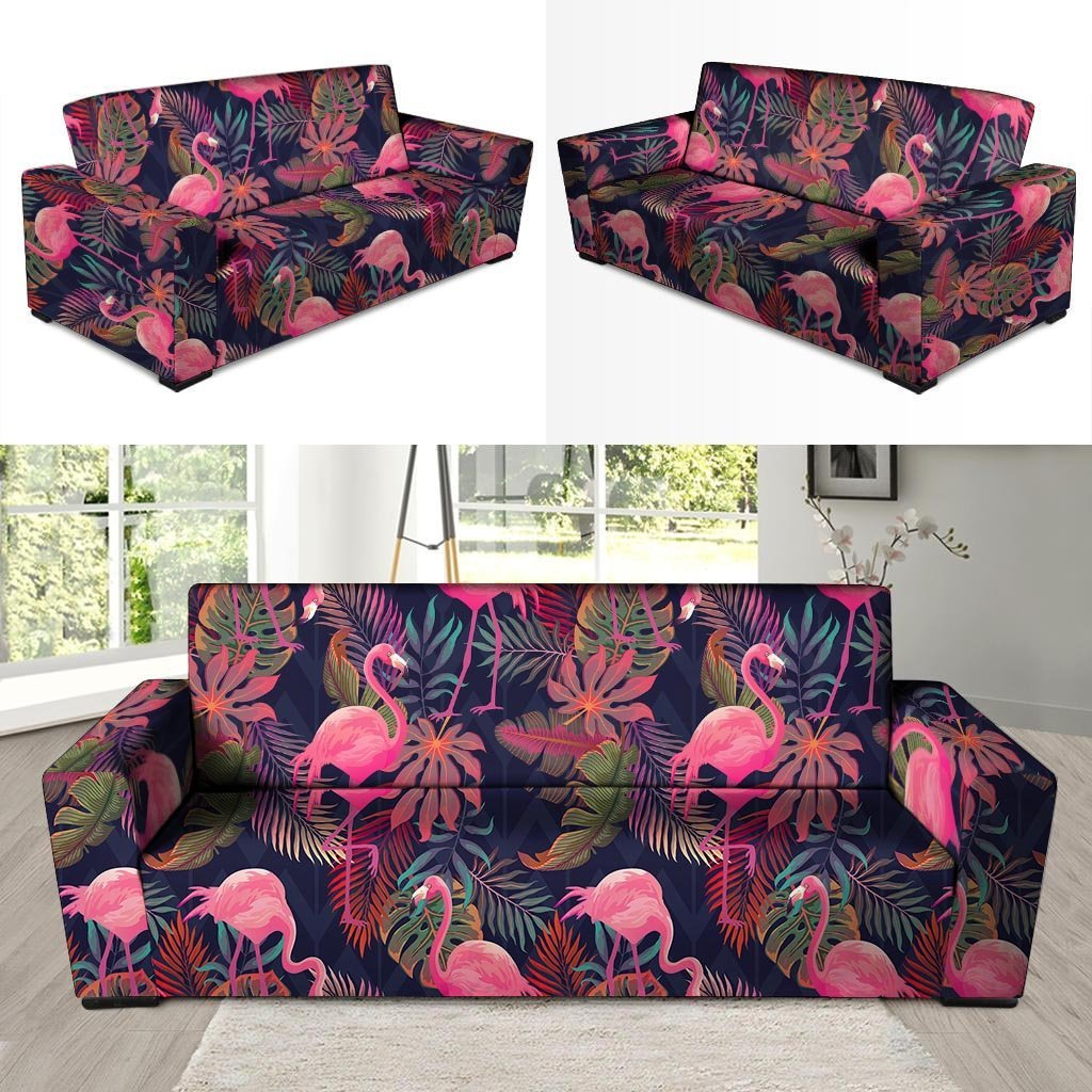 Tropical Flamingo Hawaiian Print Sofa Cover-grizzshop