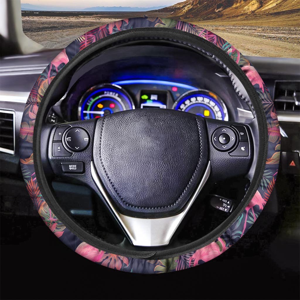 Tropical Flamingo Hawaiian Print Steering Wheel Cover-grizzshop