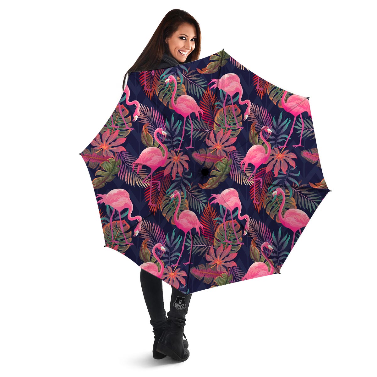 Tropical Flamingo Hawaiian Print Umbrella-grizzshop