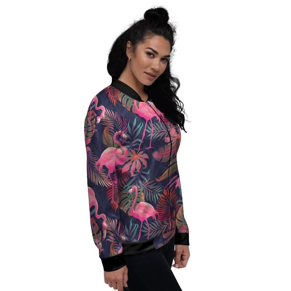 Tropical Flamingo Hawaiian Print Women's Bomber Jacket-grizzshop