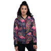 Tropical Flamingo Hawaiian Print Women's Bomber Jacket-grizzshop