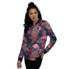 Tropical Flamingo Hawaiian Print Women's Bomber Jacket-grizzshop