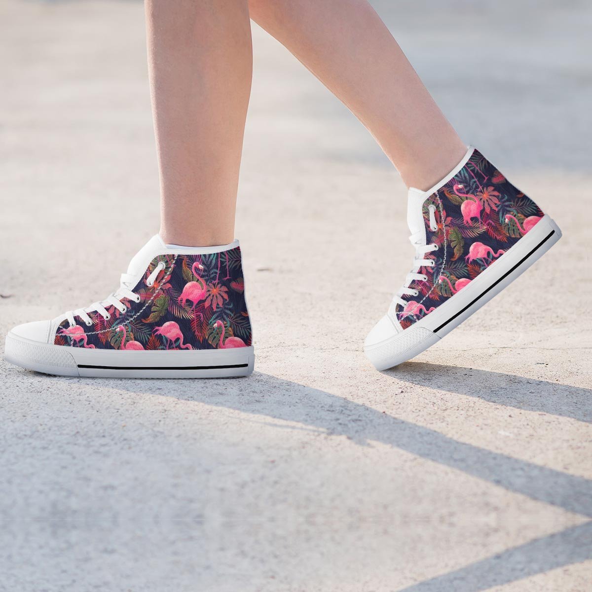 Tropical Flamingo Hawaiian Print Women's High Top Shoes-grizzshop