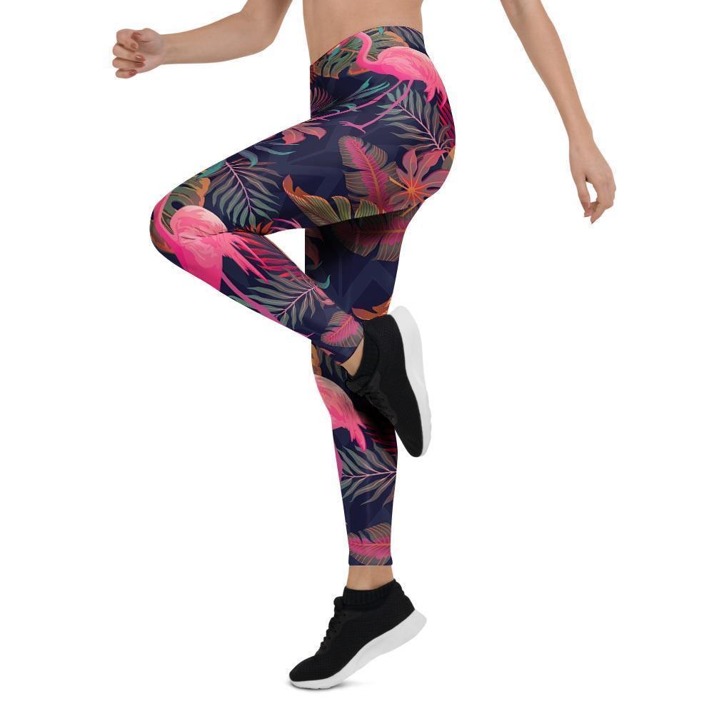 Tropical Flamingo Hawaiian Print Women's Leggings-grizzshop