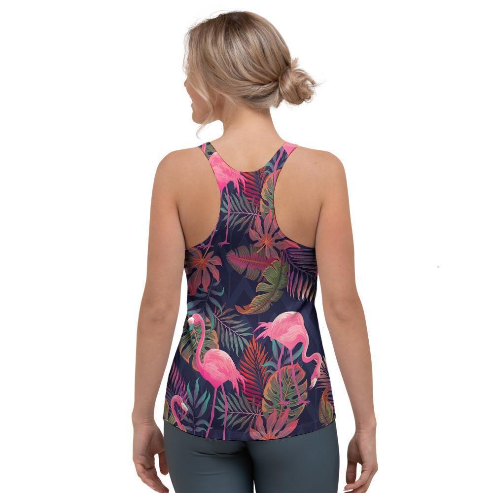 Tropical Flamingo Hawaiian Print Women's Racerback Tank Top-grizzshop