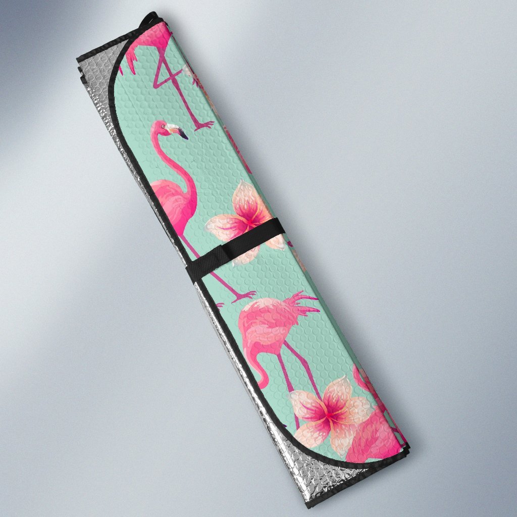 Tropical Flamingo Hibiscus Hawaiian Floral Pattern Print Car Sun Shade-grizzshop