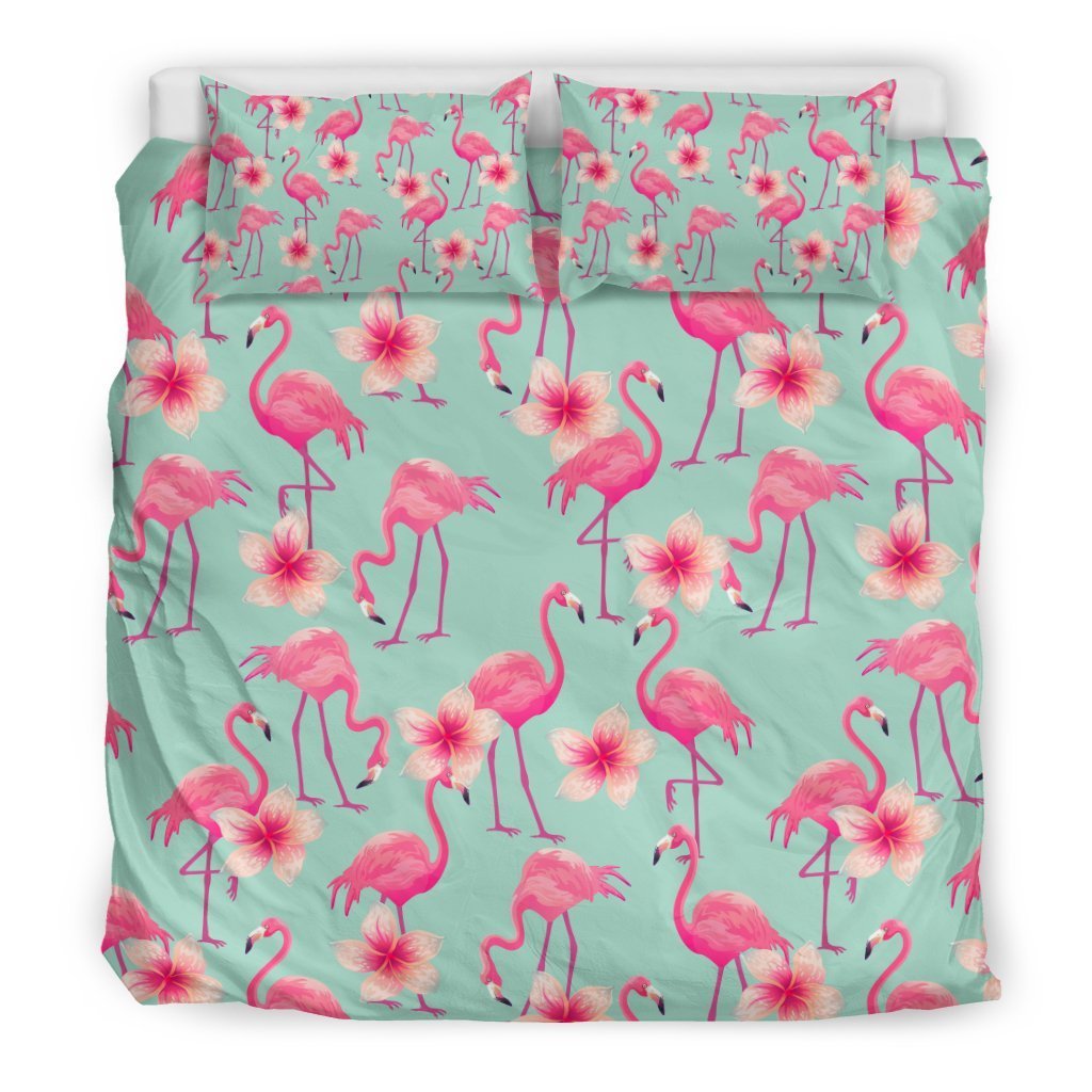 Tropical Flamingo Hibiscus Hawaiian Floral Pattern Print Duvet Cover Bedding Set-grizzshop