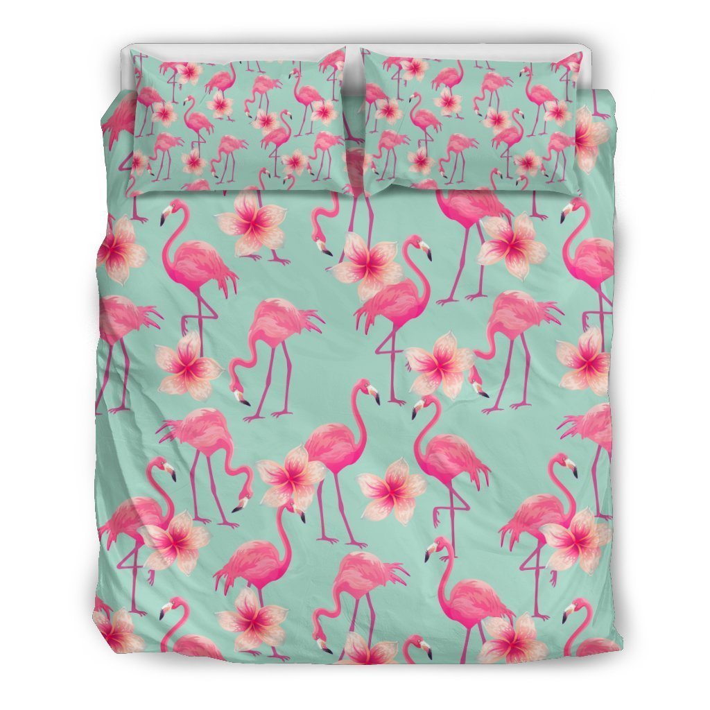 Tropical Flamingo Hibiscus Hawaiian Floral Pattern Print Duvet Cover Bedding Set-grizzshop