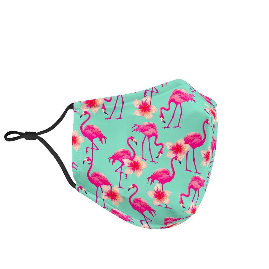 Tropical Flamingo Hibiscus Hawaiian Floral Pattern Print Face Mask-grizzshop