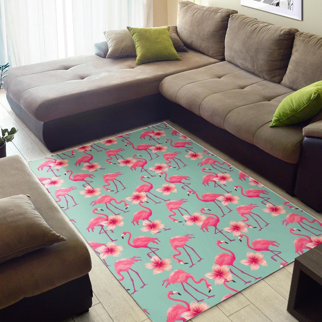 Tropical Flamingo Hibiscus Hawaiian Floral Pattern Print Floor Mat-grizzshop