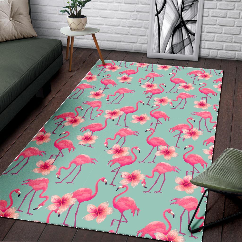 Tropical Flamingo Hibiscus Hawaiian Floral Pattern Print Floor Mat-grizzshop