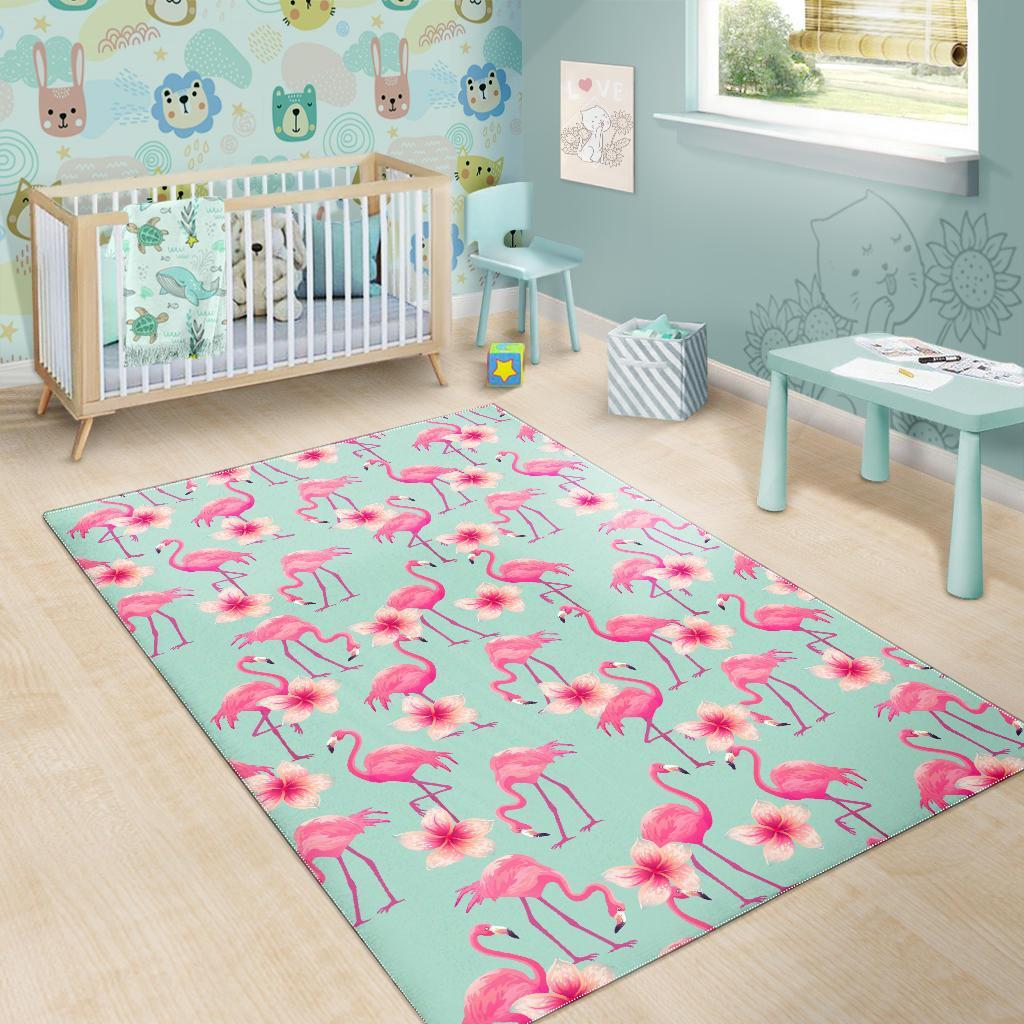 Tropical Flamingo Hibiscus Hawaiian Floral Pattern Print Floor Mat-grizzshop