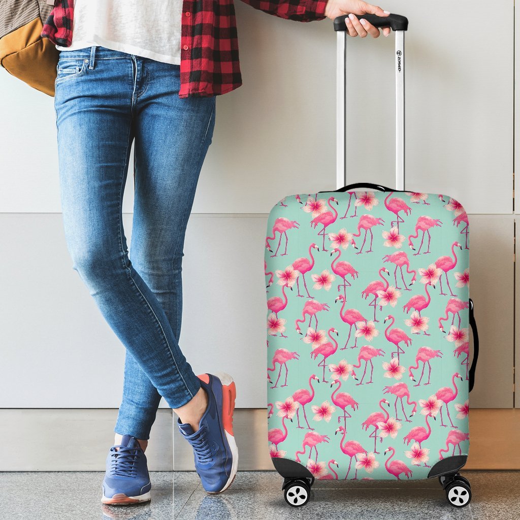 Tropical Flamingo Hibiscus Hawaiian Floral Pattern Print Luggage Cover Protector-grizzshop