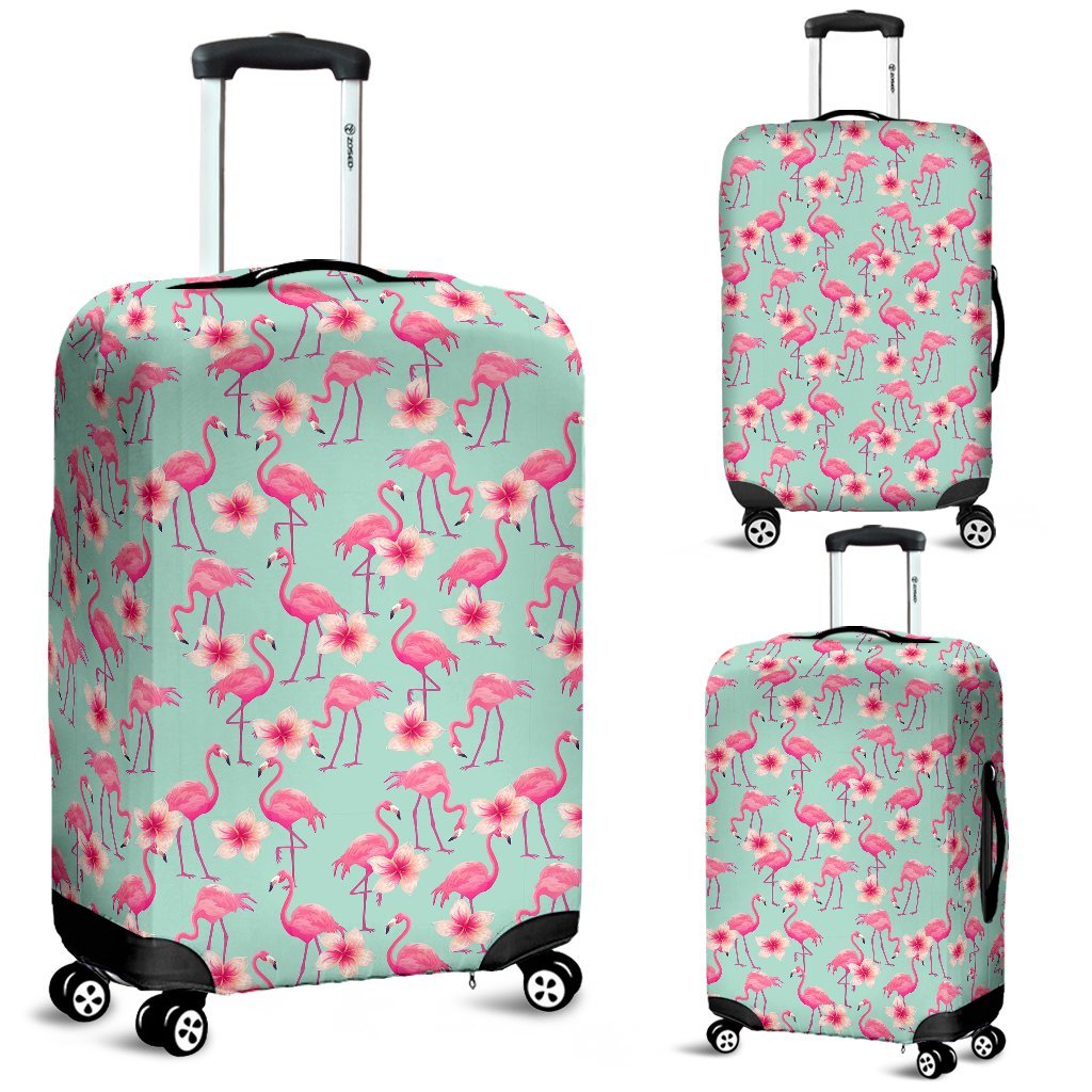 Tropical Flamingo Hibiscus Hawaiian Floral Pattern Print Luggage Cover Protector-grizzshop