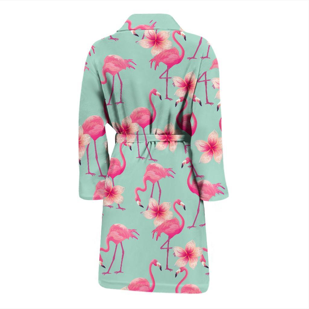 Tropical Flamingo Hibiscus Hawaiian Floral Pattern Print Men Long Robe-grizzshop