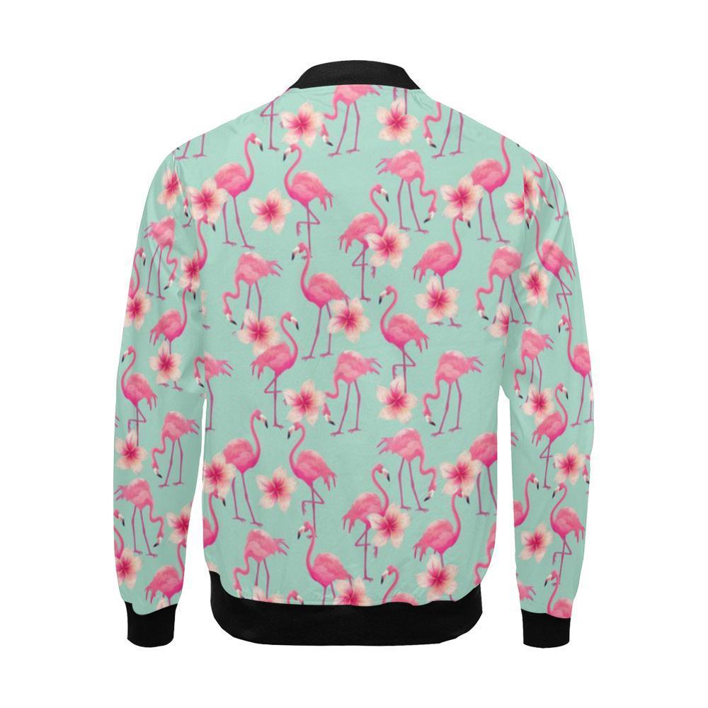 Tropical Flamingo Hibiscus Hawaiian Floral Pattern Print Men's Bomber Jacket-grizzshop