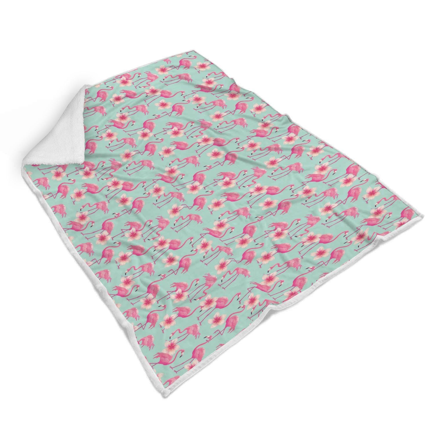 Tropical Flamingo Hibiscus Hawaiian Floral Pattern Print Throw Blanket-grizzshop