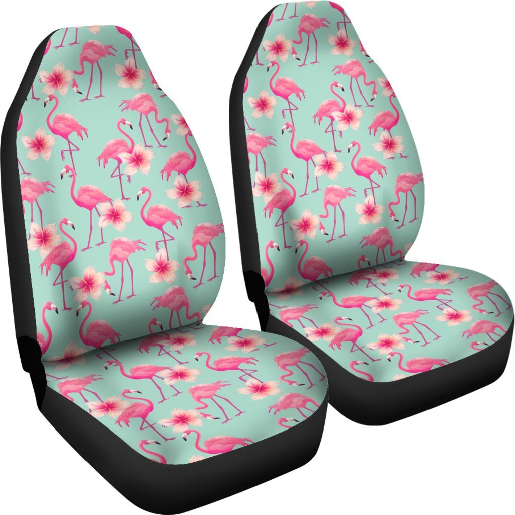 Tropical Flamingo Hibiscus Hawaiian Floral Pattern Print Universal Fit Car Seat Cover-grizzshop