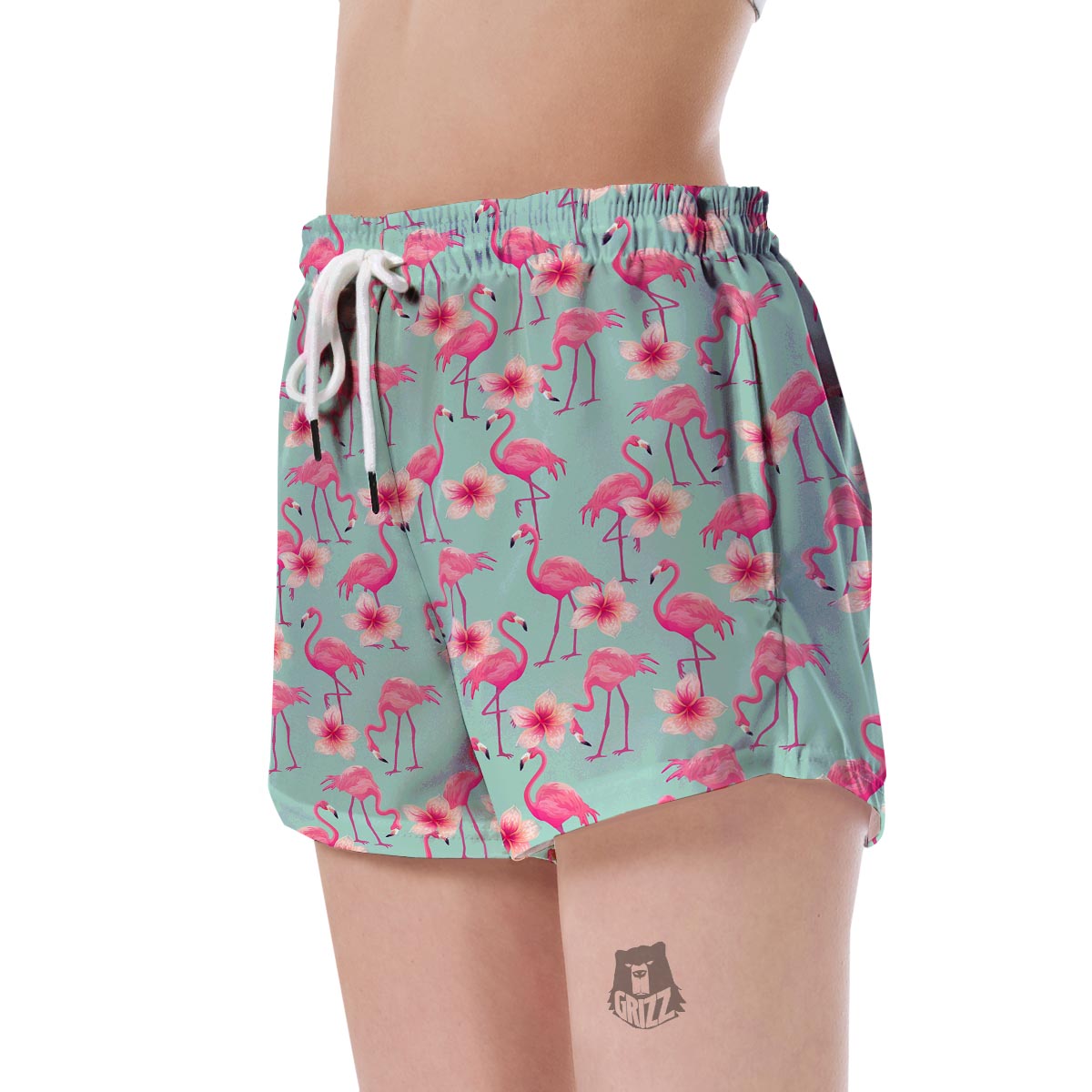 Tropical Flamingo Hibiscus Hawaiian Floral Pattern Print Women's Shorts-grizzshop