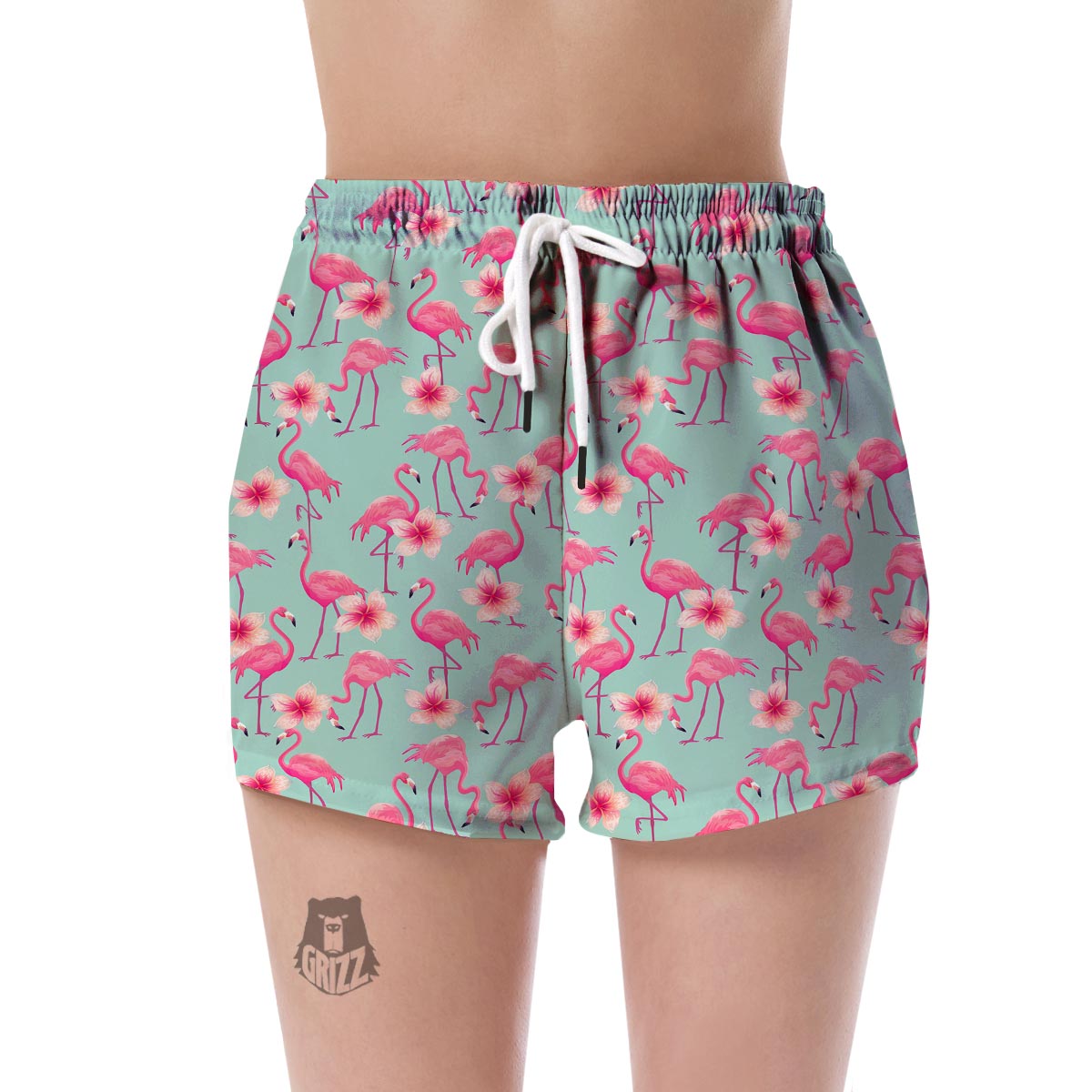 Tropical Flamingo Hibiscus Hawaiian Floral Pattern Print Women's Shorts-grizzshop