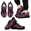 Tropical Flamingo Palm Leaves Hawaiian Floral Pattern Print Black Sneaker Shoes For Men Women-grizzshop