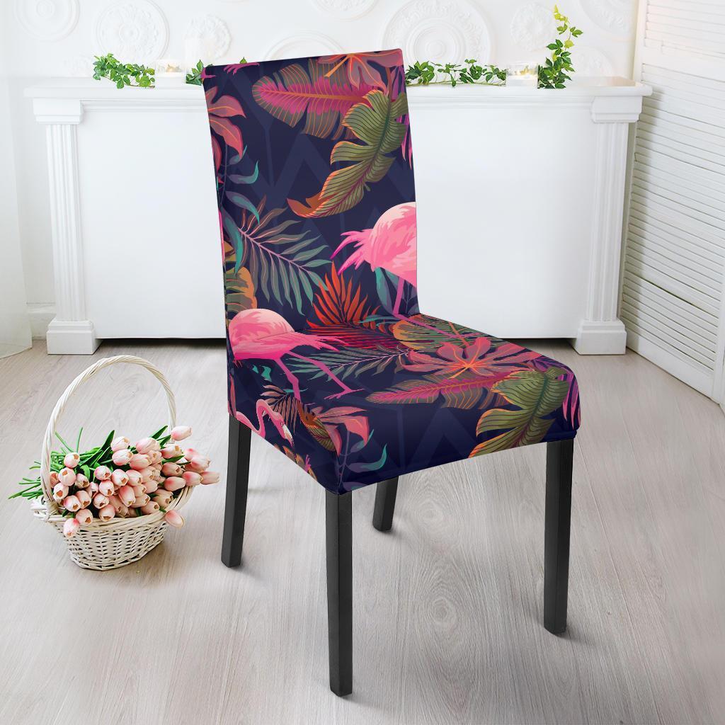 Tropical Flamingo Palm Leaves Hawaiian Floral Pattern Print Chair Cover-grizzshop