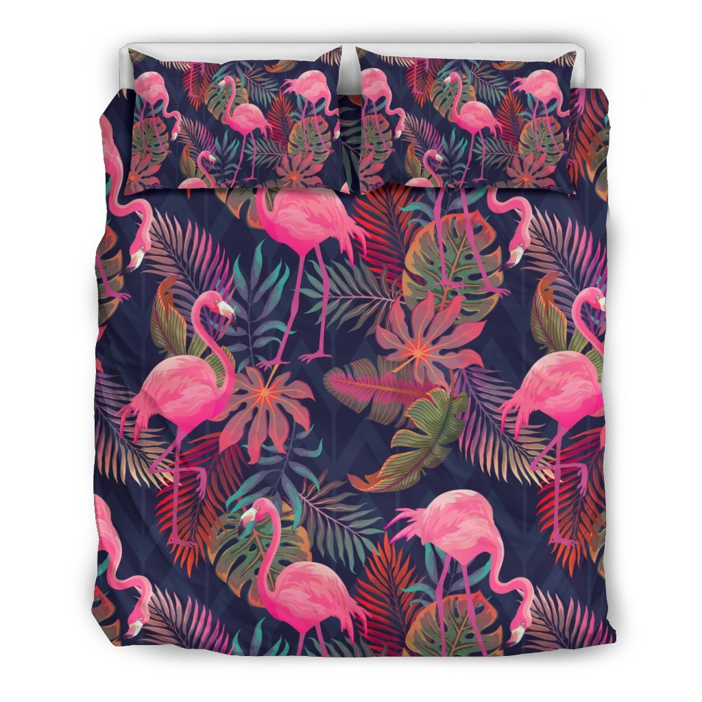 Tropical Flamingo Palm Leaves Hawaiian Floral Pattern Print Duvet Cover Bedding Set-grizzshop