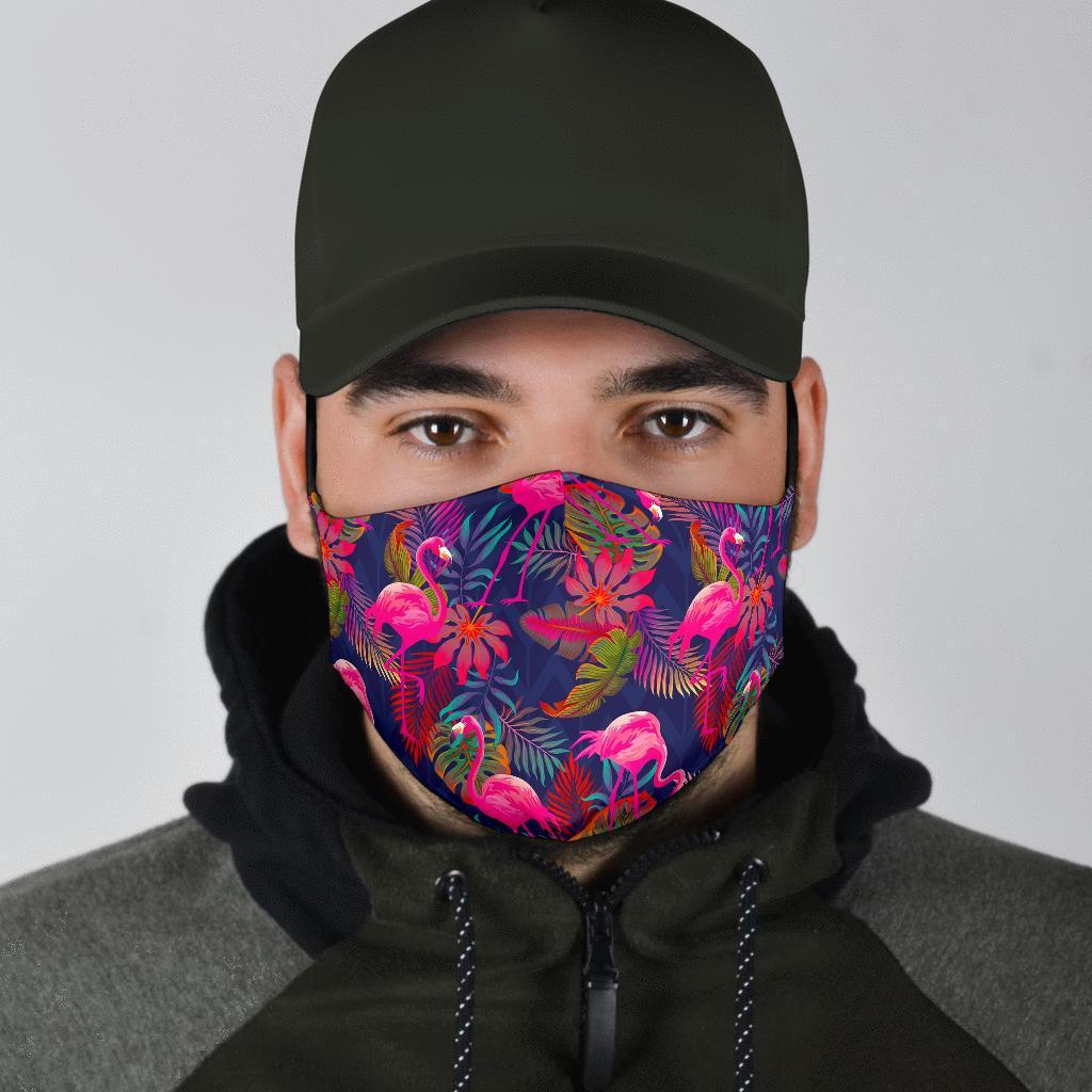 Tropical Flamingo Palm Leaves Hawaiian Floral Pattern Print Face Mask-grizzshop
