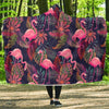 Tropical Flamingo Palm Leaves Hawaiian Floral Pattern Print Hooded Blanket-grizzshop