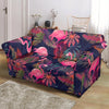 Tropical Flamingo Palm Leaves Hawaiian Floral Pattern Print Loveseat Cover-grizzshop