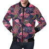 Tropical Flamingo Palm Leaves Hawaiian Floral Pattern Print Men's Bomber Jacket-grizzshop