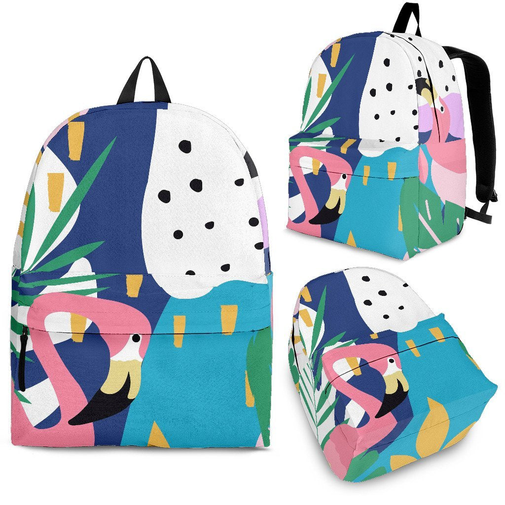 Tropical Flamingo Palm Leaves Hawaiian Pattern Print Premium Backpack-grizzshop