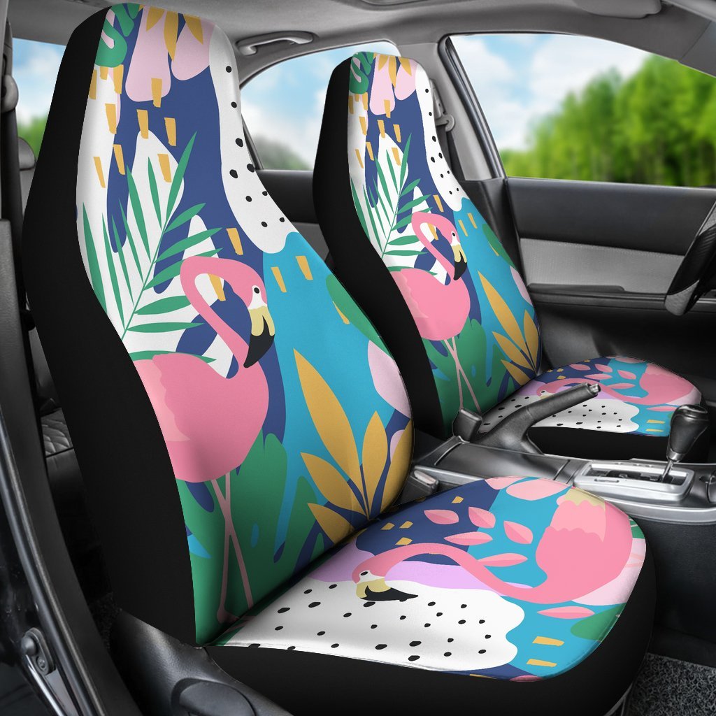 Tropical Flamingo Palm Leaves Hawaiian Pattern Print Universal Fit Car Seat Cover-grizzshop