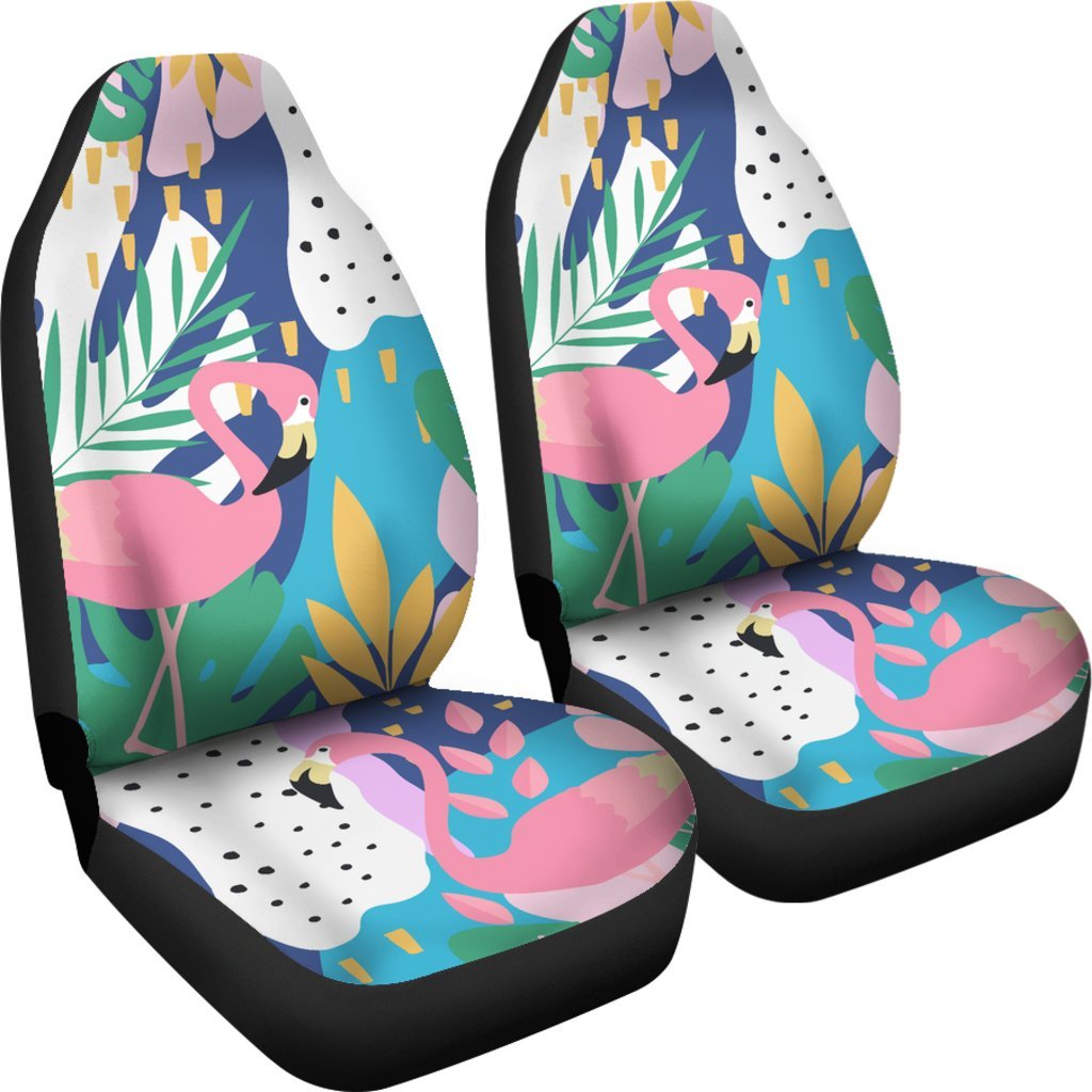 Tropical Flamingo Palm Leaves Hawaiian Pattern Print Universal Fit Car Seat Cover-grizzshop
