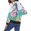 Tropical Flamingo Palm Leaves Hawaiian Pattern Print Women Casual Bomber Jacket-grizzshop