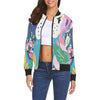 Tropical Flamingo Palm Leaves Hawaiian Pattern Print Women Casual Bomber Jacket-grizzshop