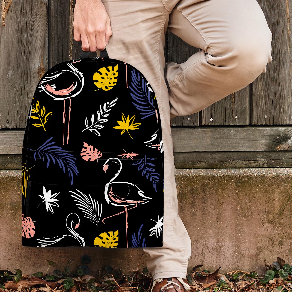 Tropical Flamingo Print Backpack-grizzshop