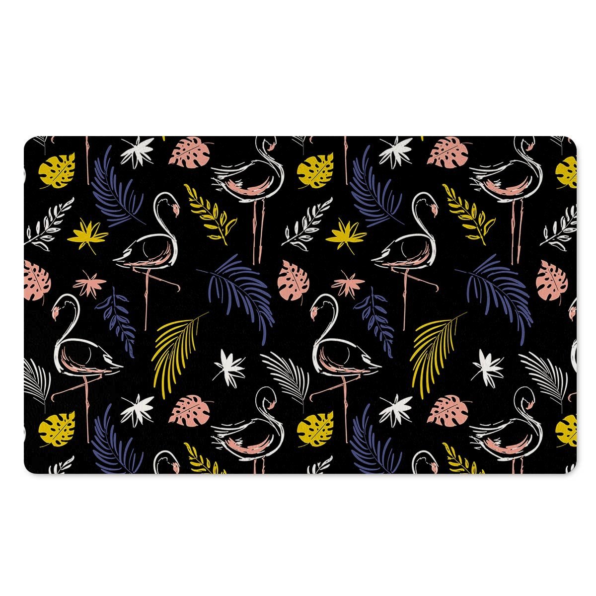 Tropical Flamingo Print Door Mat-grizzshop