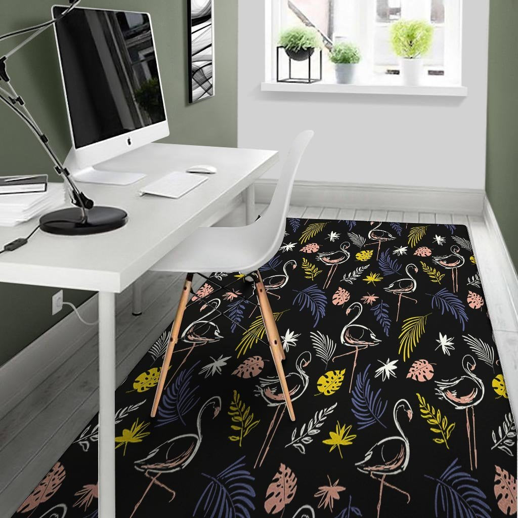 Tropical Flamingo Print Floor Mat-grizzshop