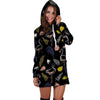 Tropical Flamingo Print Hoodie Dress-grizzshop