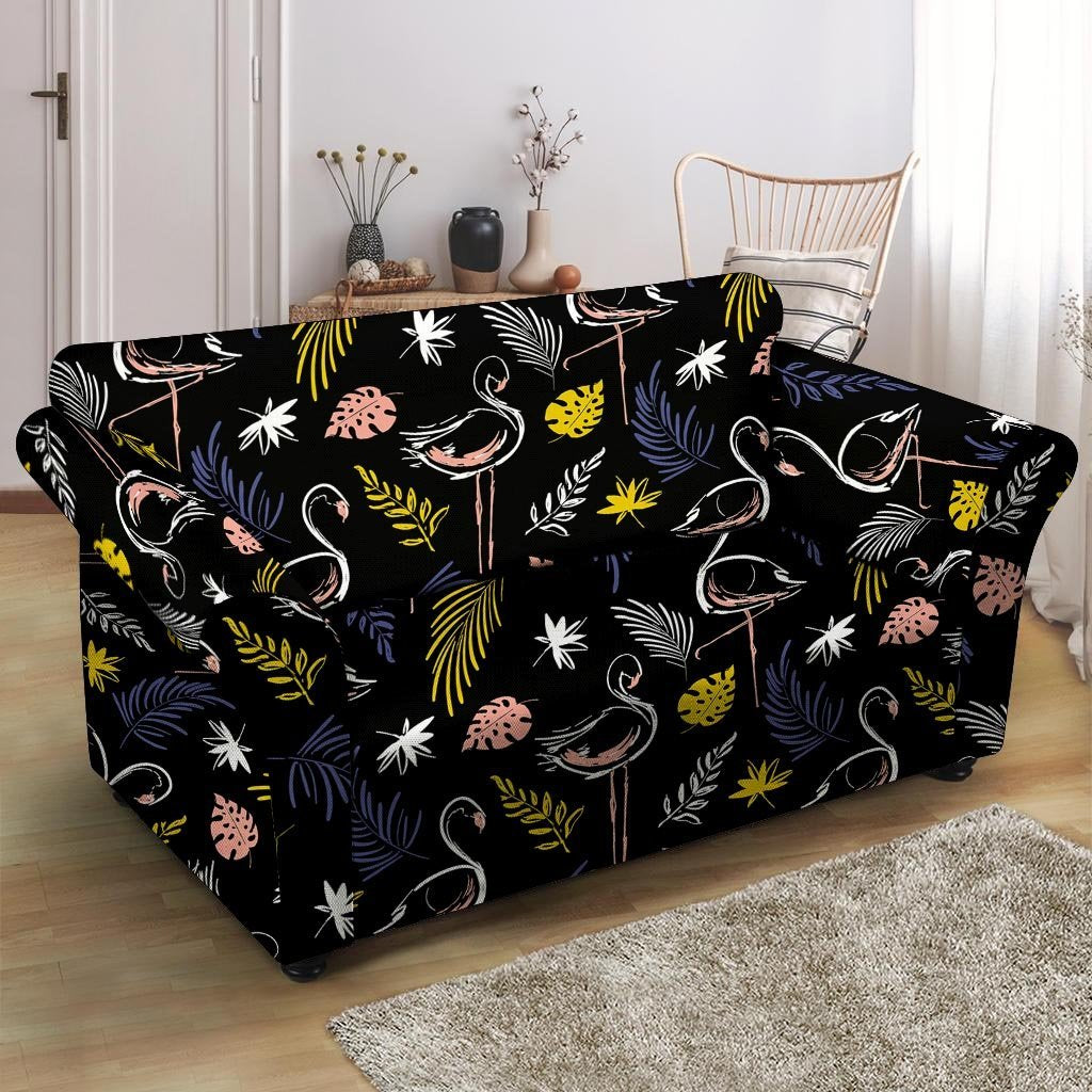 Tropical Flamingo Print Loveseat Cover-grizzshop