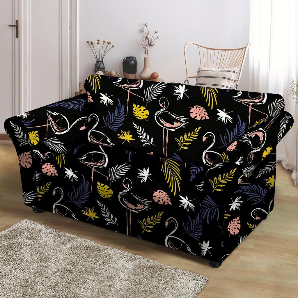 Tropical Flamingo Print Loveseat Cover-grizzshop